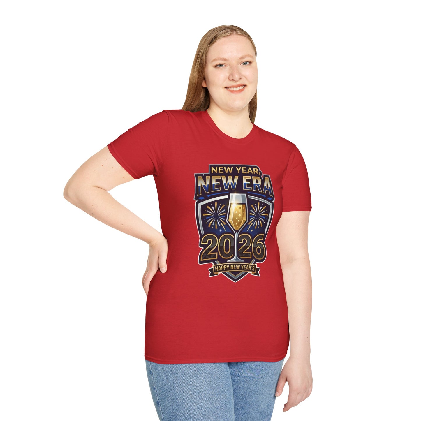 New Year 2026 T-Shirt – "New Year, New Era" Champagne & Fireworks Celebration Tee