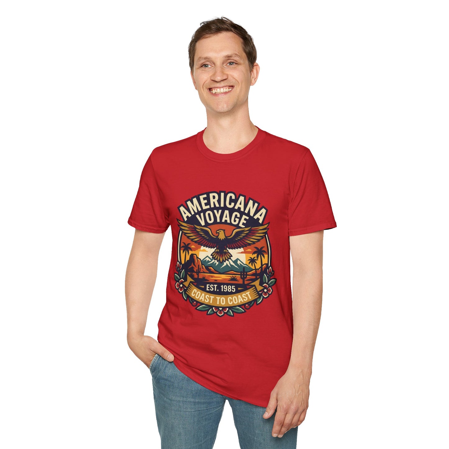 Americana Voyage retro Graphic T-Shirt — Coast to Coast Eagle Sunset