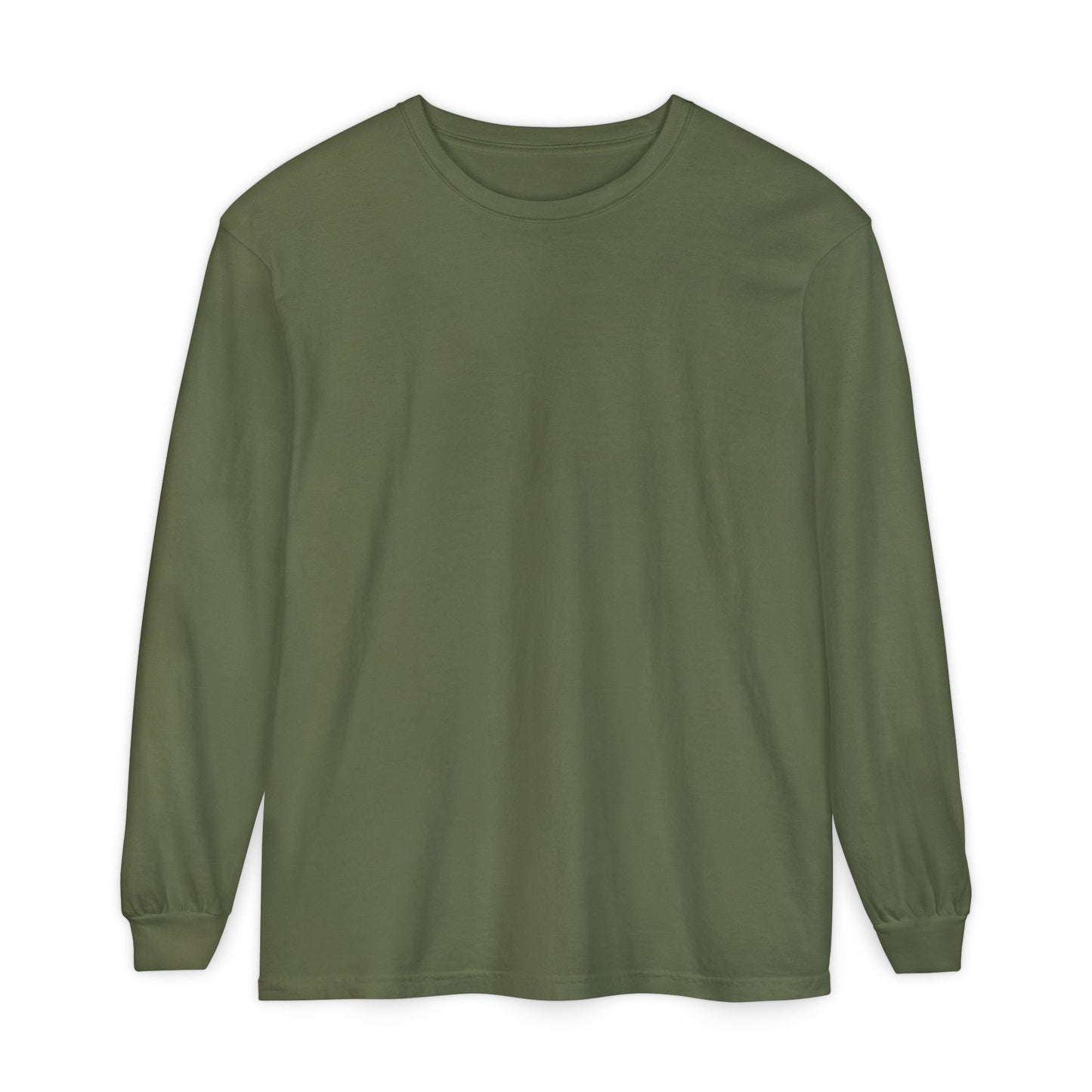 Women’s hemp green, army green Garment-Dyed Long Sleeve T-Shirt - Casual Comfort Wear for Every Occasion