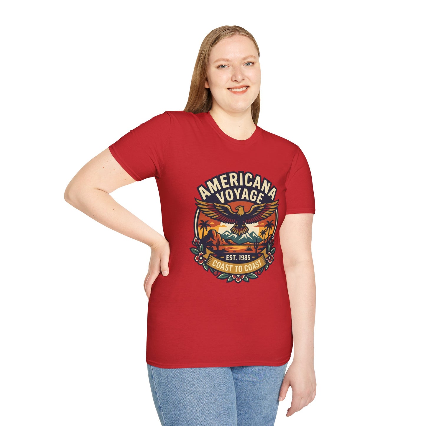 Americana Voyage retro Graphic T-Shirt — Coast to Coast Eagle Sunset