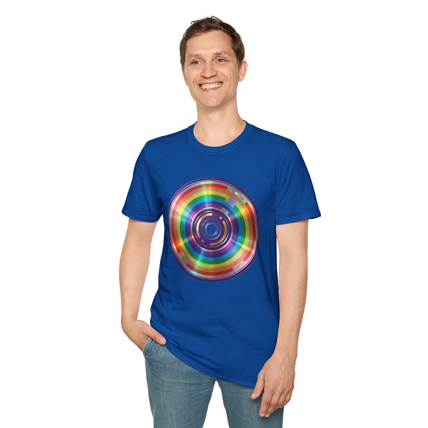 Retro Rainbow CD- Vinyl Record T-Shirt