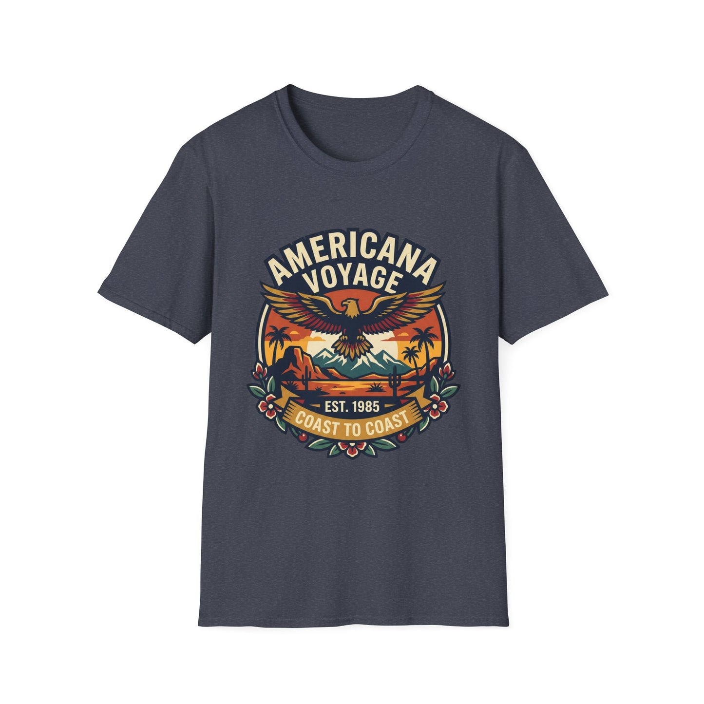 Americana Voyage retro Graphic T-Shirt — Coast to Coast Eagle Sunset