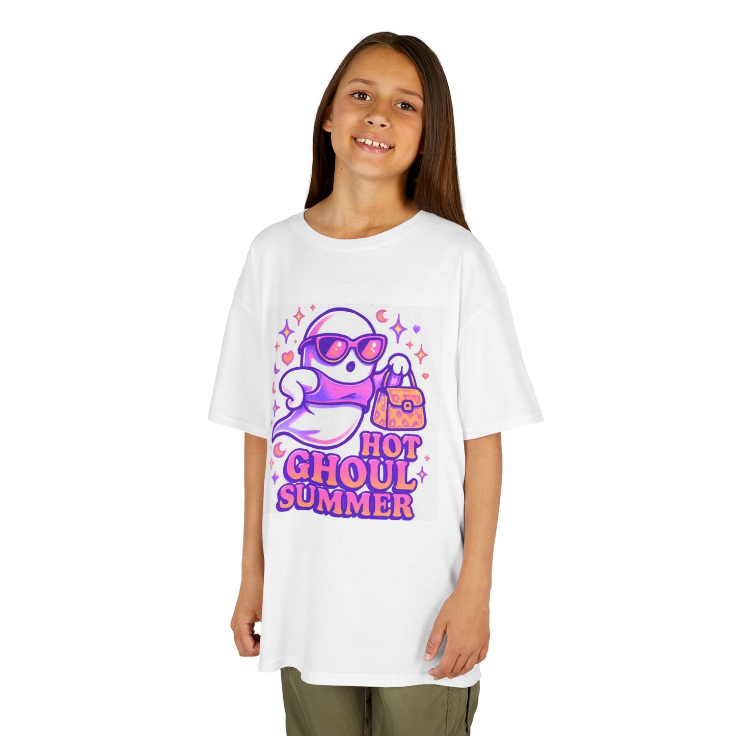Girls Ghost Summer Tee, Fun Kid's T-Shirt, Cute Tee for Summer, Halloween Kids Shirt, Ghoulish Apparel for Young Spirits