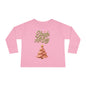 Sleigh All Day Toddler Long Sleeve Tee — Cute Pink Christmas Tree Holiday Shirt