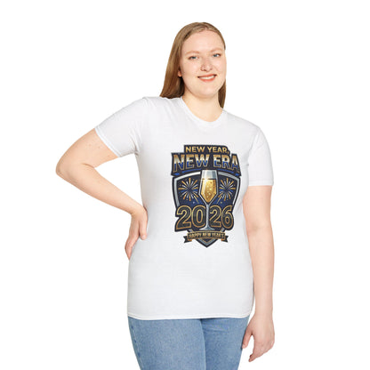 New Year 2026 T-Shirt – "New Year, New Era" Champagne & Fireworks Celebration Tee