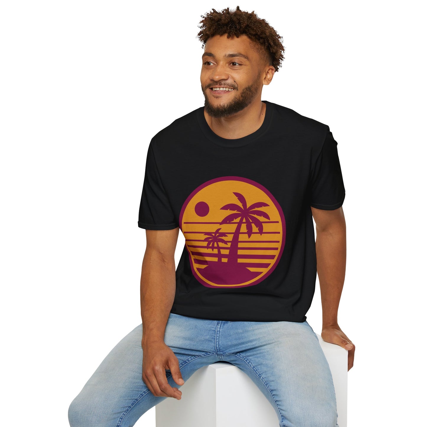 Retro Palm Sunset T-Shirt — Vintage Beach Palm Tree Tee