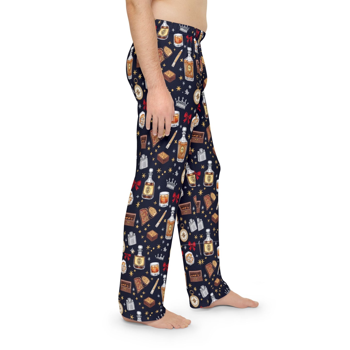 Men's Whiskey & Cigar Lounge Pajama Pants — Cozy Novelty Sleepwear