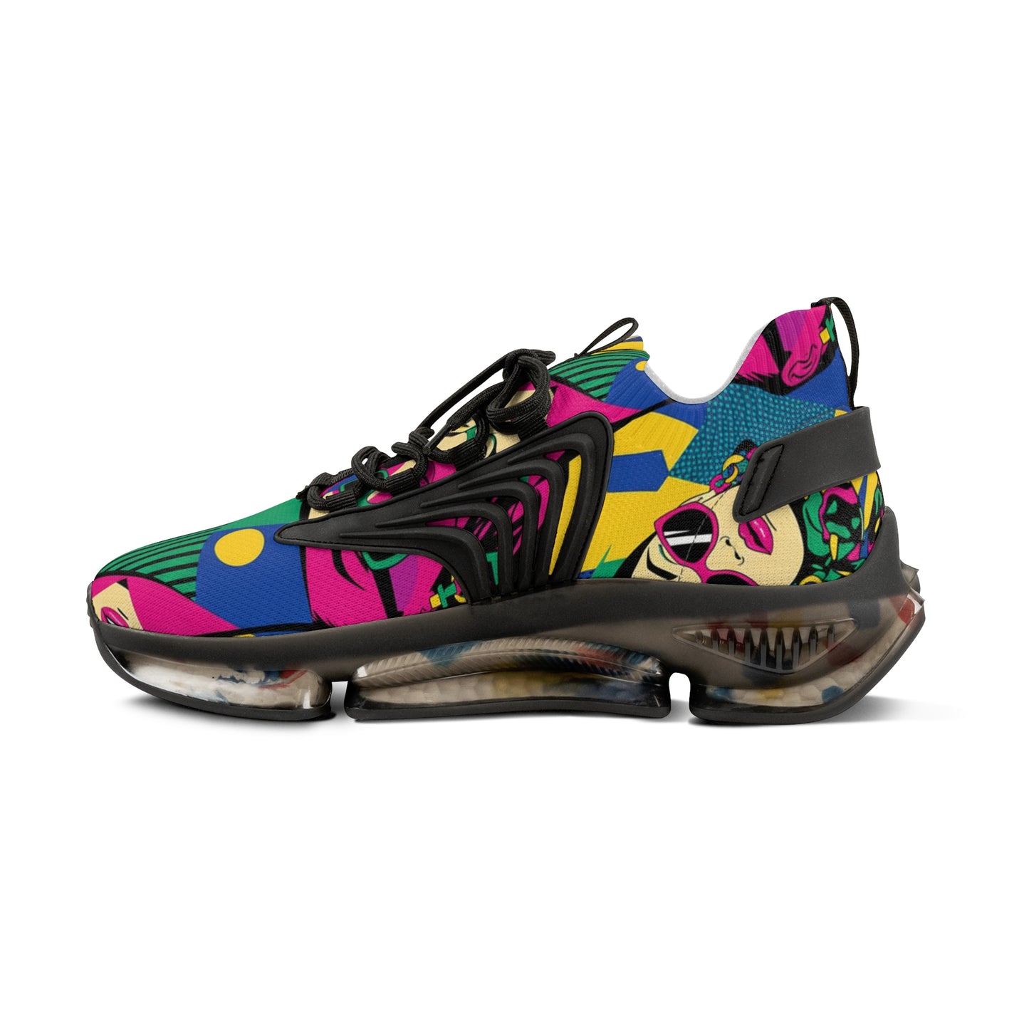 Men's Mesh Sneakers — Retro Pop Art Face Pattern Athletic Shoes (free shipping)