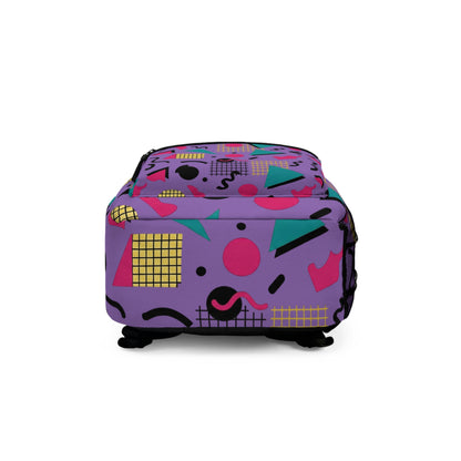 Backpack - Retro 80s Memphis Pattern  — Purple Geometric School Bag