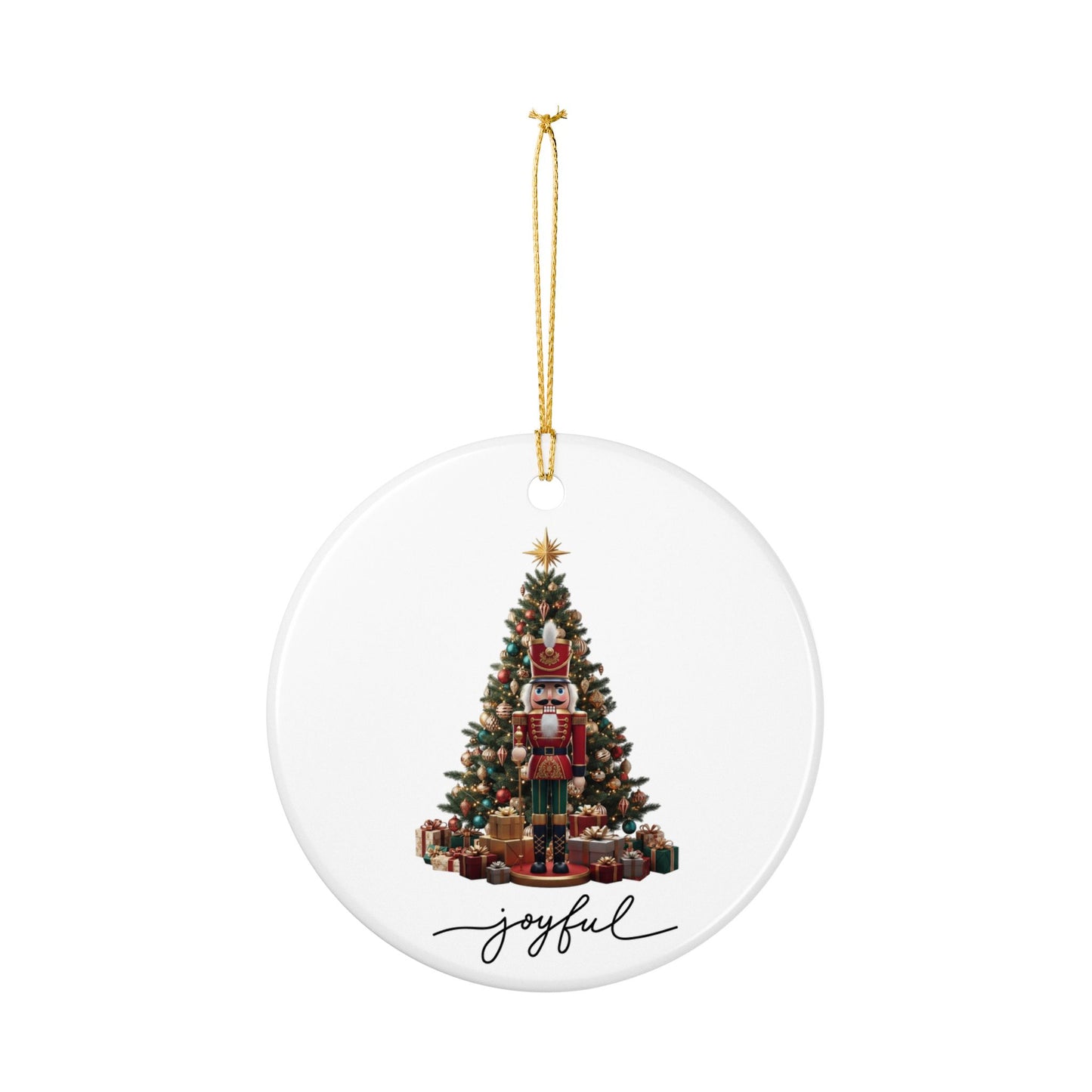 Nutcracker Christmas Tree Ceramic Ornament — 'Joyful' Holiday Decoration