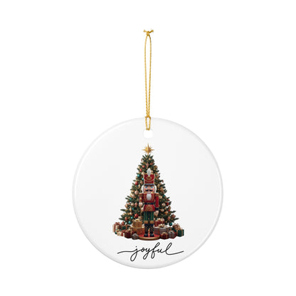 Nutcracker Christmas Tree Ceramic Ornament — 'Joyful' Holiday Decoration
