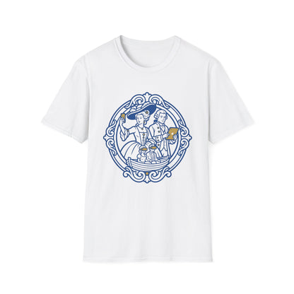 Rococo Smartphone Toile - Captain & First Mate Nautical Crew T-Shirt — Vintage Ship Wheel Illustration
