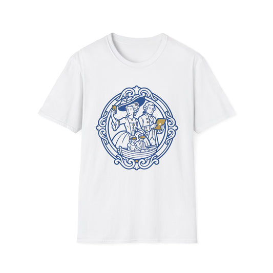 Rococo Smartphone Toile - Captain & First Mate Nautical Crew T-Shirt — Vintage Ship Wheel Illustration