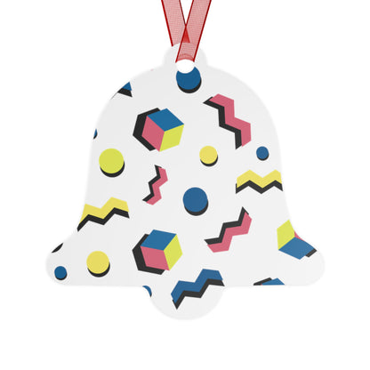 Memphis Geometric Metal Ornament — 80s Retro Bell Decoration
