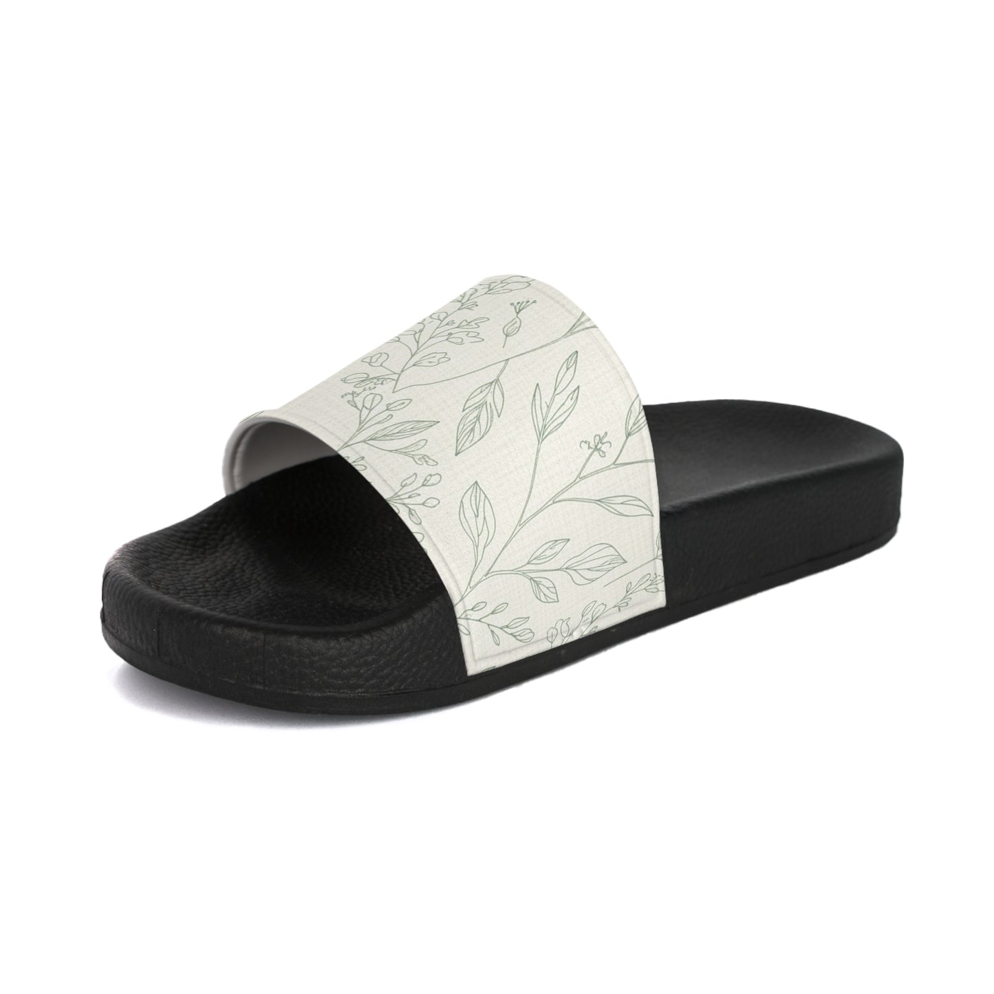 Women's Slide Sandals Botanical Line Art / Delicate Foliage Repeat  Women's Slide Sandals