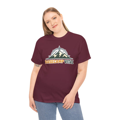 Base Camp Vital Mountain Compass Crewneck T-Shirt | Outdoor Hiking Graphic Tee | Midweight Cotton Trail Shirt (free shipping)