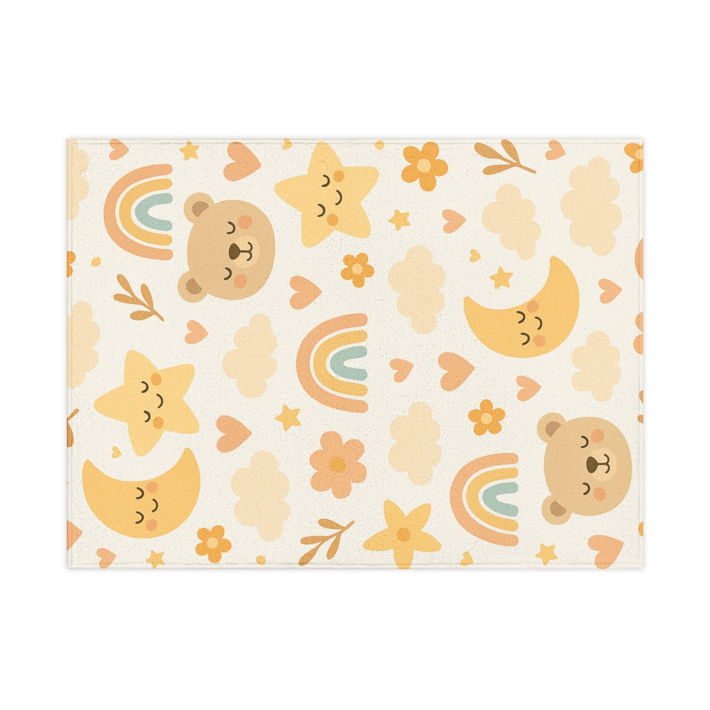 Cozy Toddler Blanket with Cute Bears and Rainbows