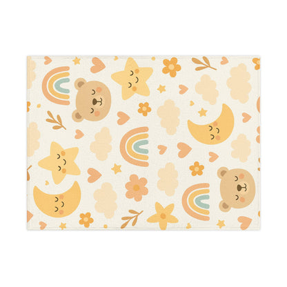 Cozy Toddler Blanket with Cute Bears and Rainbows