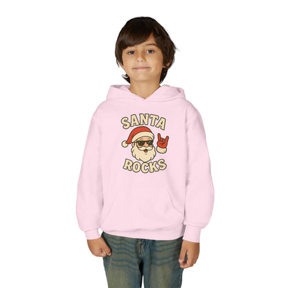 Youth Hoodie — "Santa Rocks" Cool Santa Christmas Sweatshirt