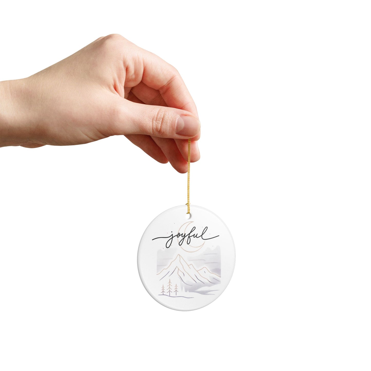 Joyful Mountain Ceramic Ornament – Holiday Tree Decoration