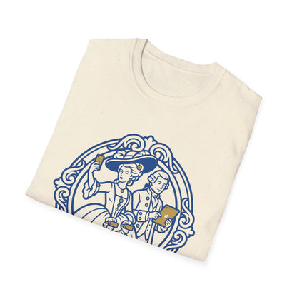 Rococo Smartphone Toile - Captain & First Mate Nautical Crew T-Shirt — Vintage Ship Wheel Illustration