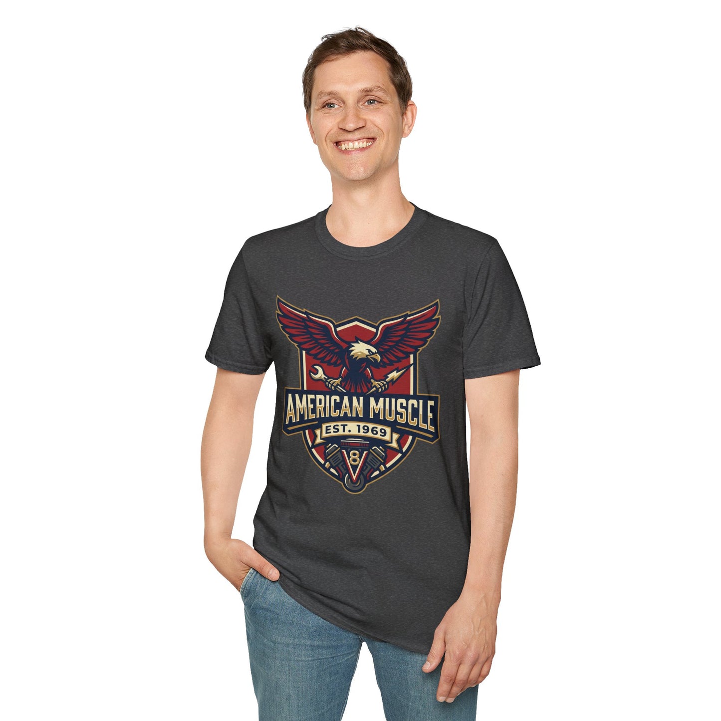 American Muscle Eagle T-Shirt — Vintage V8 Car Lover Tee