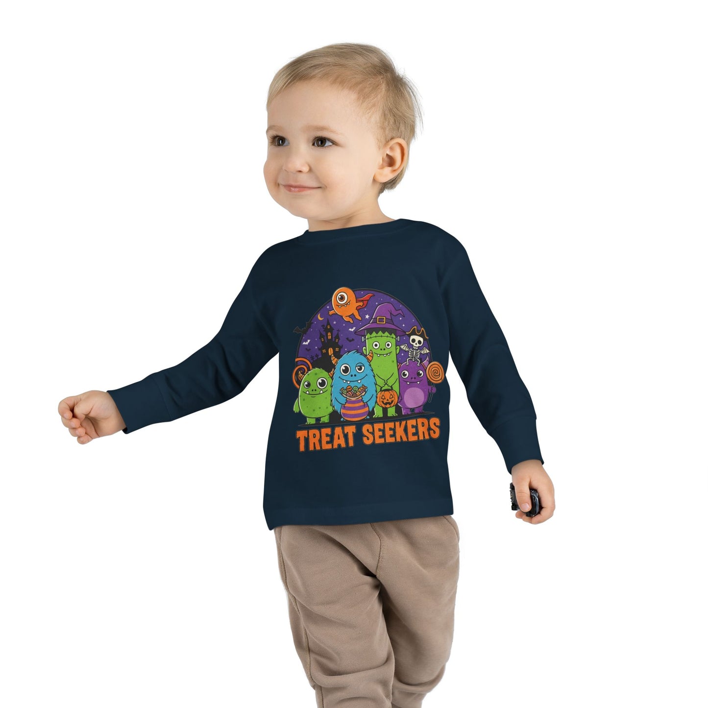Toddler Halloween Long Sleeve Tee - Cute Treat Seekers Graphic, Kids Halloween Shirt, Trick-or-Treat Top, Fall Celebration Clothes