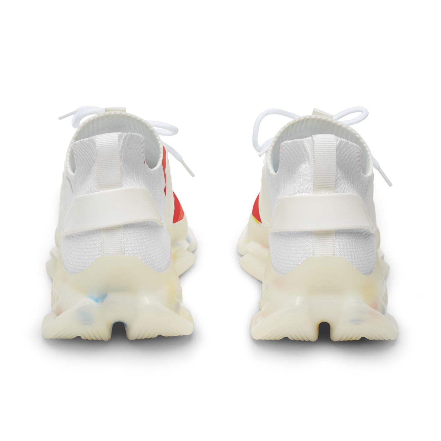 men's Mesh Sneakers — Bold Red Abstract Athletic Shoes for Men (free shipping)