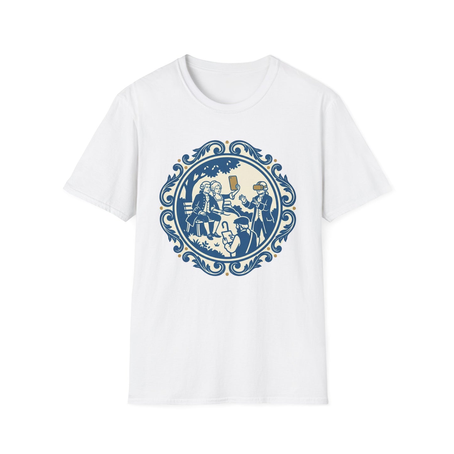 Vintage Blue Rococo Smartphone Toile -  T-Shirt