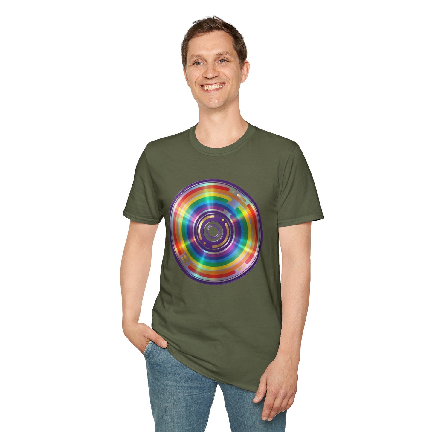 Retro Rainbow CD- Vinyl Record T-Shirt