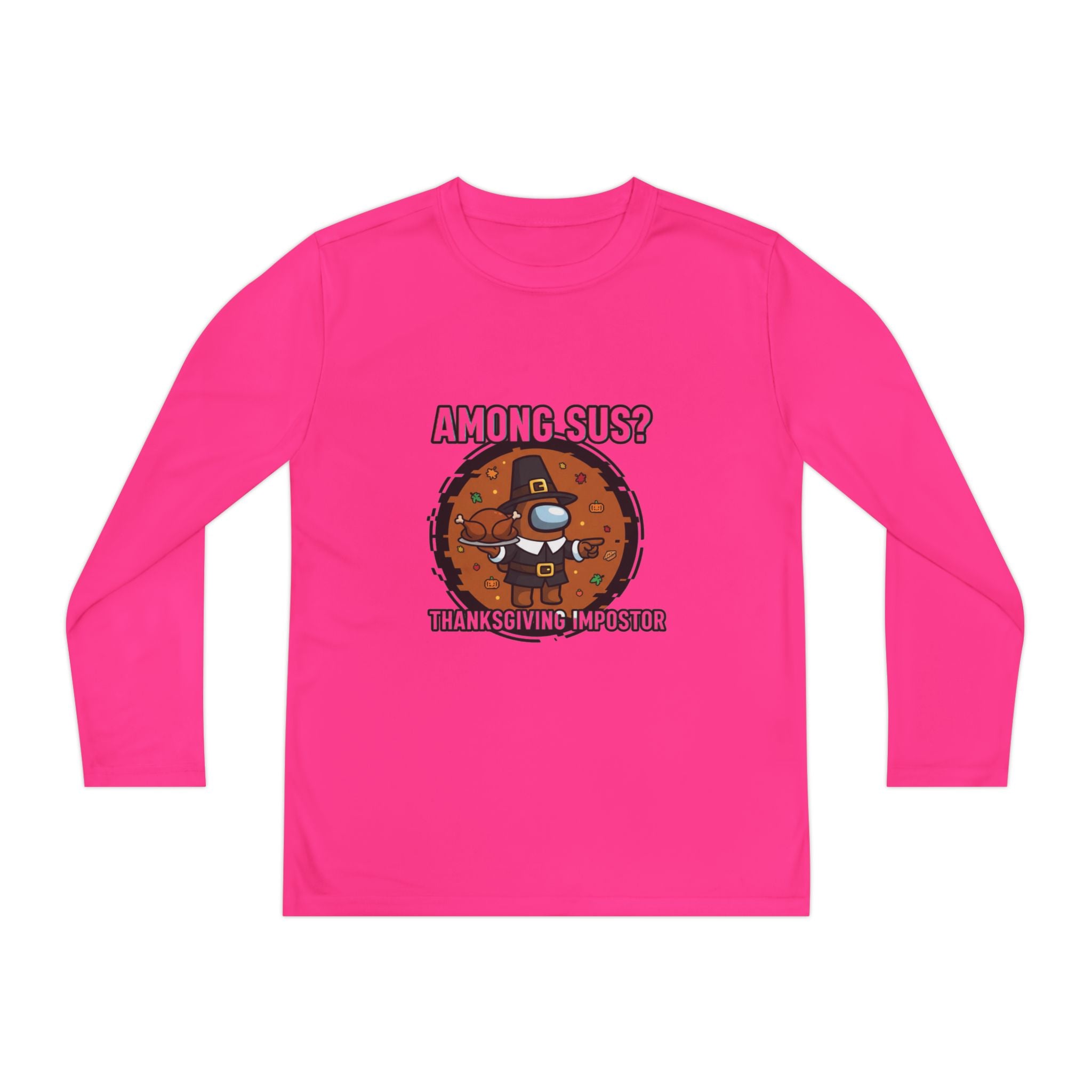 Among Sus? Thanksgiving Impostor Youth Tee, Fun Youth T-Shirt, Gamer Apparel for Kids, Long Sleeve Graphic Tee, Funny Thanksgiving Gift
