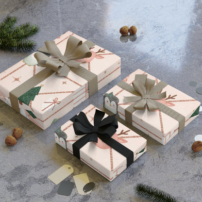 Whimsical Holiday Gift Wrapping Paper Roll - Cute Winter Animals Design