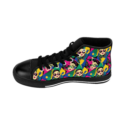 Men's High-Top Sneakers — Bold Pop Art Faces Pattern (free shipping)