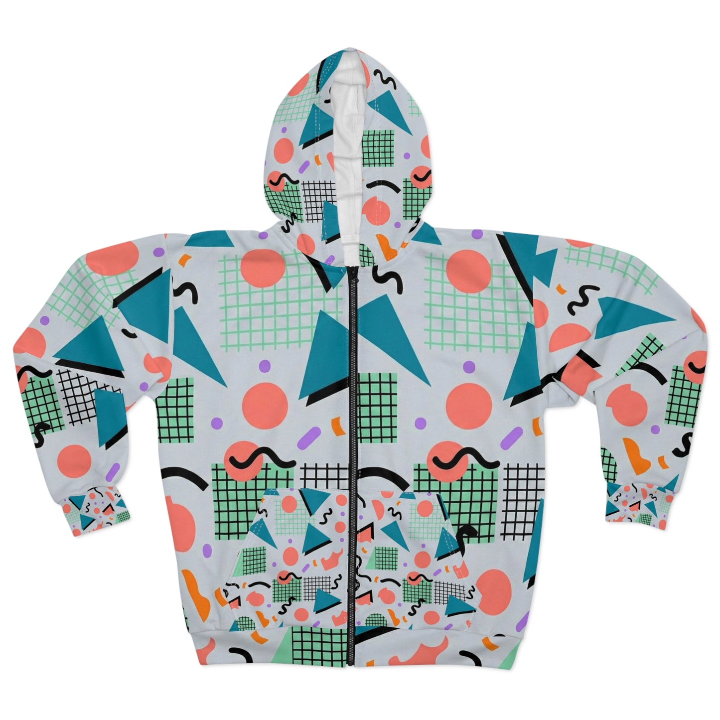 Retro 80’s Memphis Geometric Zip Hoodie