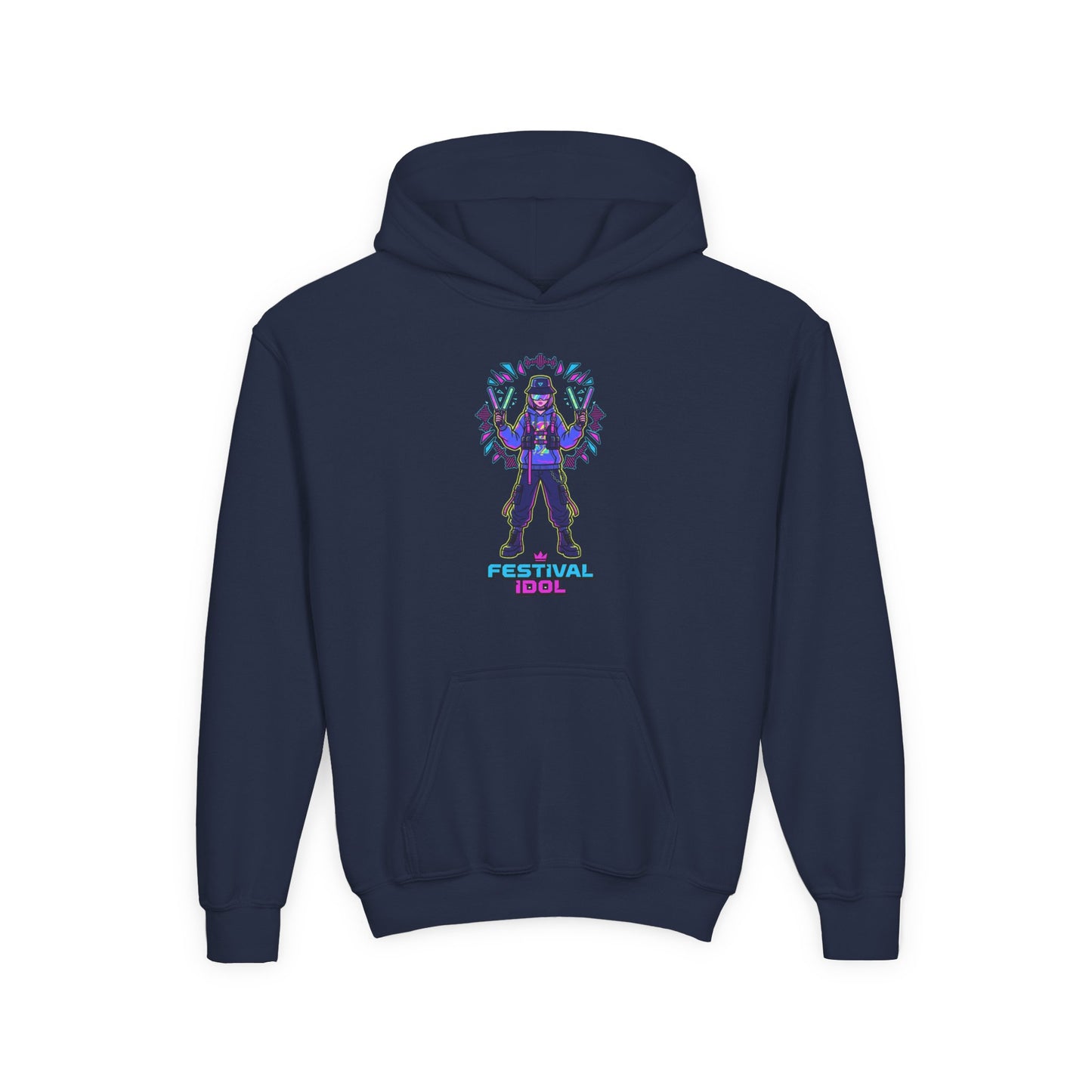 Youth Hoodie — Neon k-Pops Gamer Girl Graphic “Pixel Pal” Streetwear
