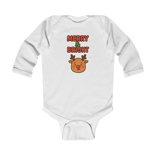 Merry & Bright Reindeer Infant Long Sleeve Bodysuit