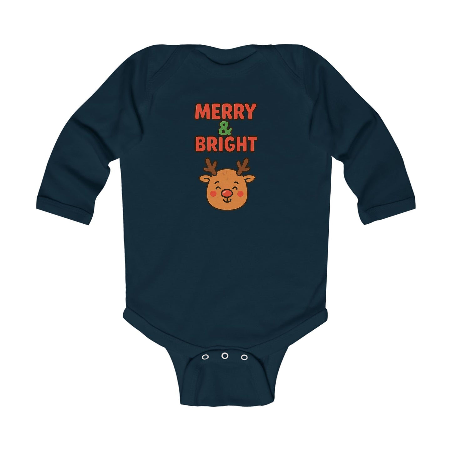 Merry & Bright Reindeer Infant Long Sleeve Bodysuit