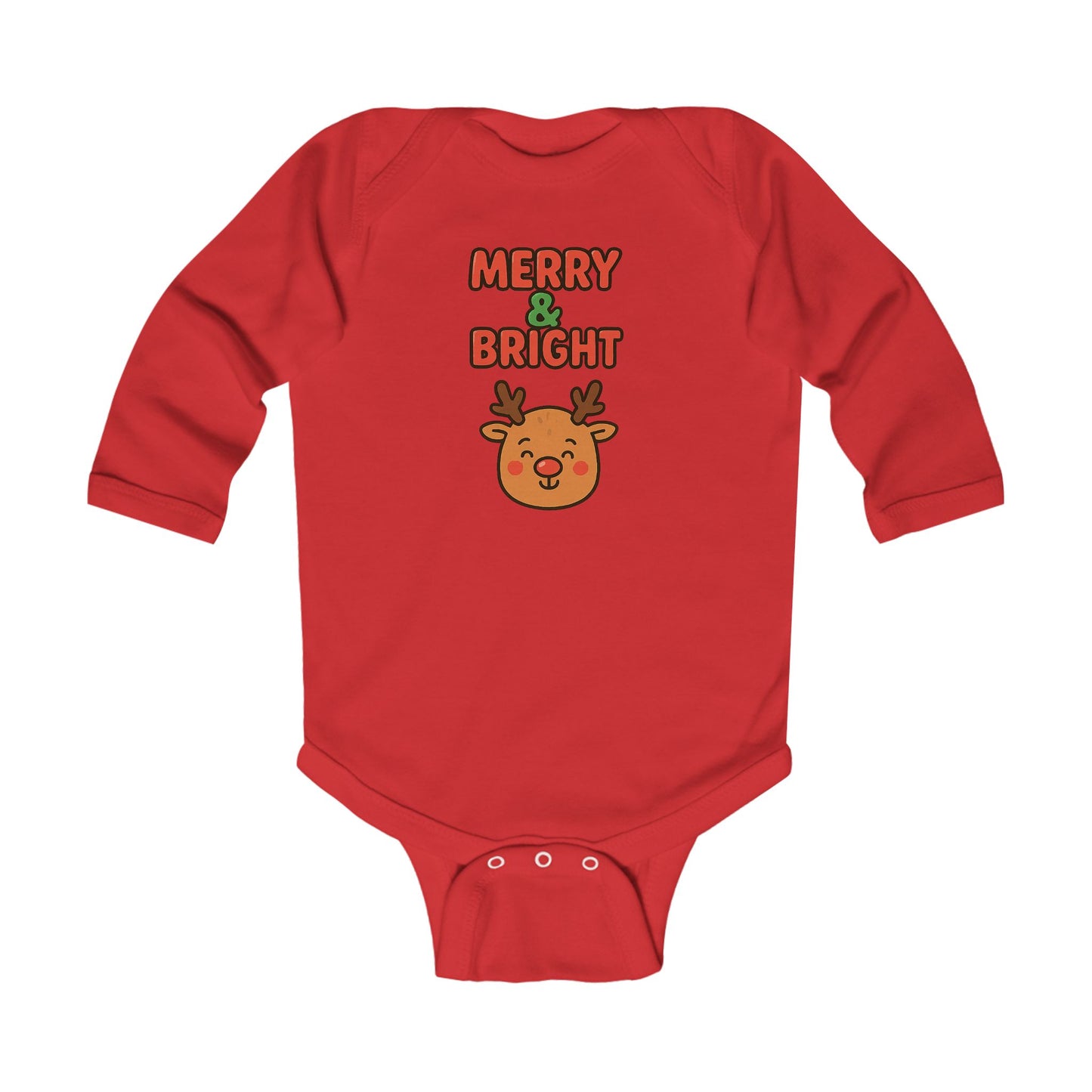 Merry & Bright Reindeer Infant Long Sleeve Bodysuit