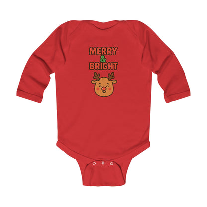 Merry & Bright Reindeer Infant Long Sleeve Bodysuit