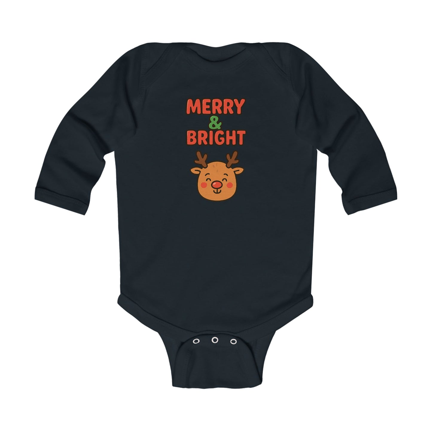 Merry & Bright Reindeer Infant Long Sleeve Bodysuit