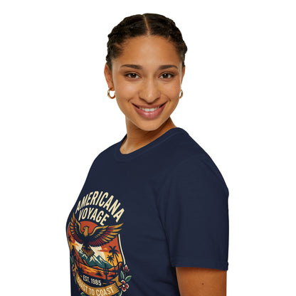 Americana Voyage retro Graphic T-Shirt — Coast to Coast Eagle Sunset