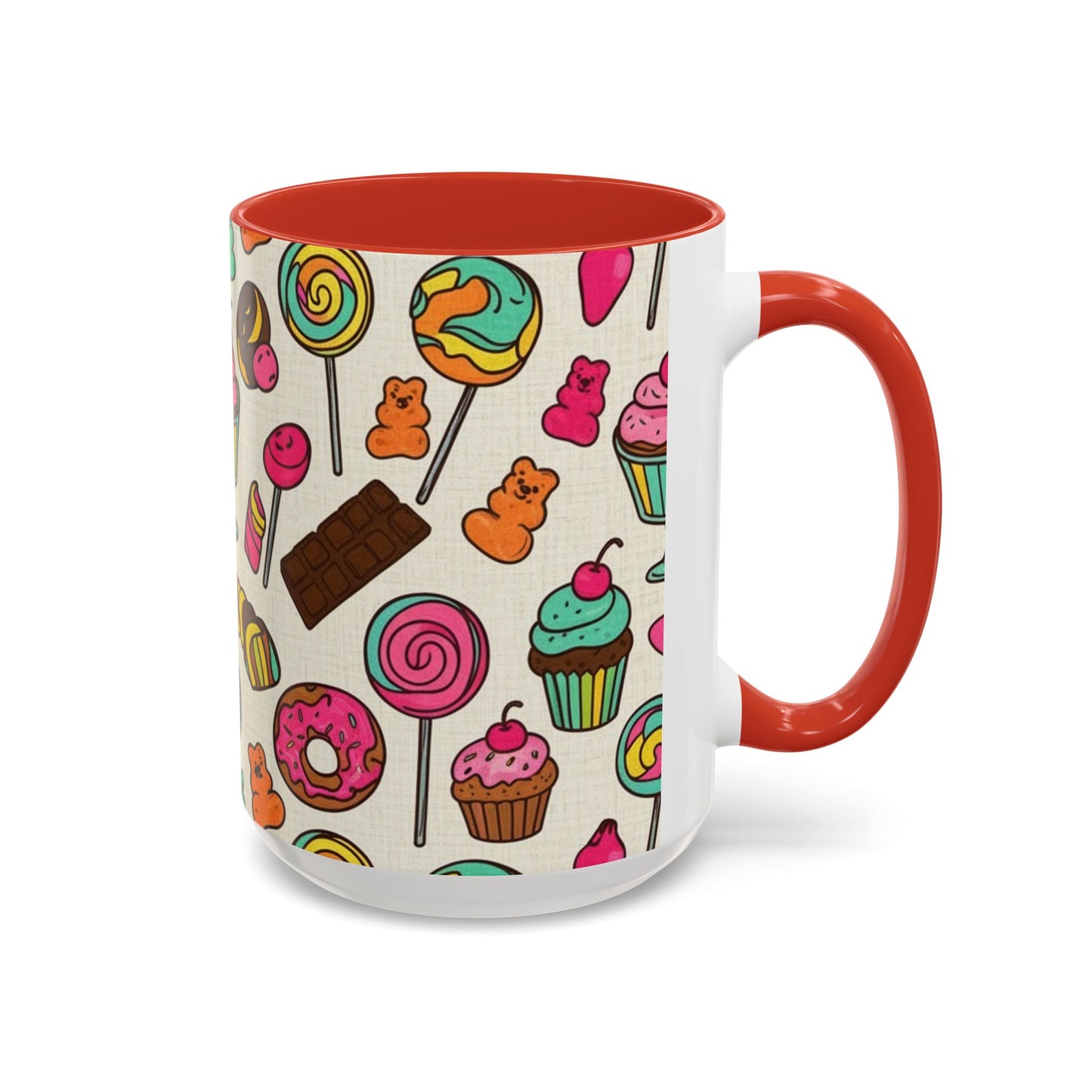 Sweet Treats Coffee Mug — Colorful Candy & Dessert Pattern Accent Mug (11/15oz)