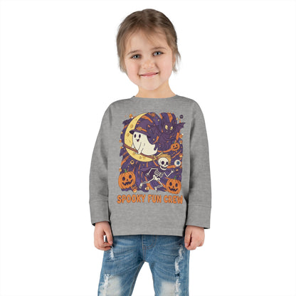Toddler Halloween Long Sleeve Tee, Spooky Fun Crew Shirt, Kids Halloween Apparel, Fall Outfit for Toddlers, Halloween Party Wear