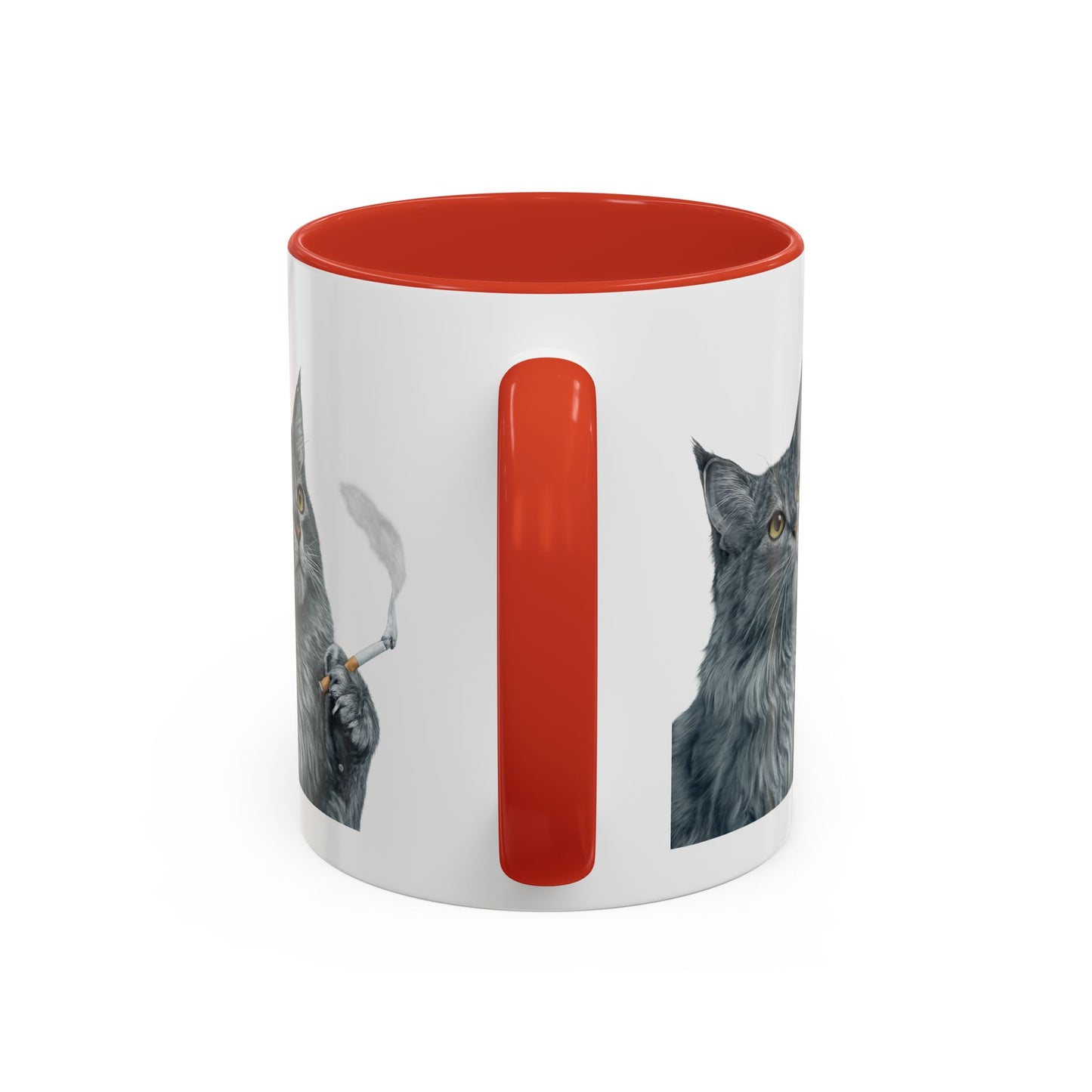 Happy and Dazzling smoking Cat Coffee Mug — Cute Cat smoking a cigarette Illustration Accent Mug (11/15 oz) (free shipping)