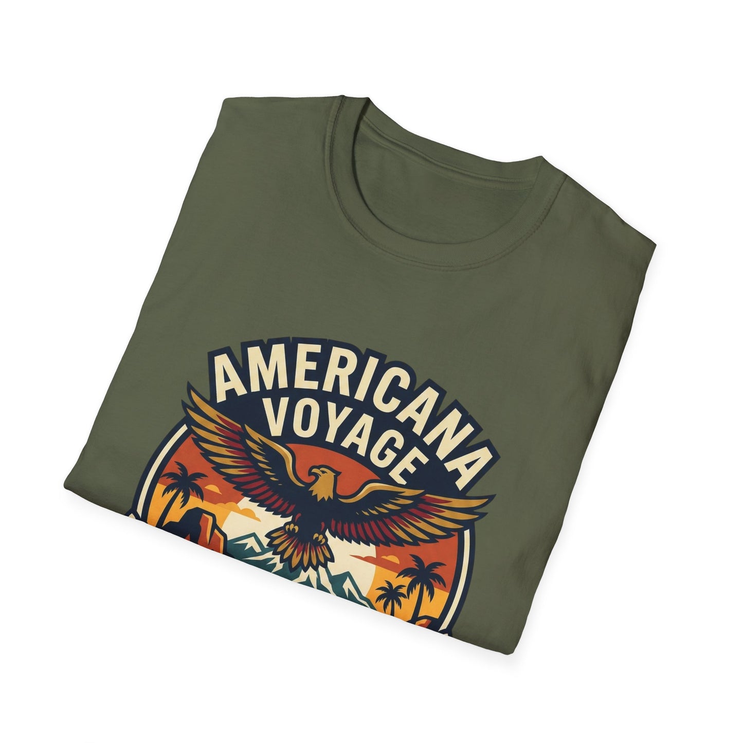 Americana Voyage retro Graphic T-Shirt — Coast to Coast Eagle Sunset