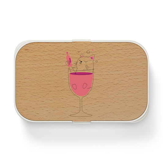 Cute Cat Bento Lunch Box with Drink Design