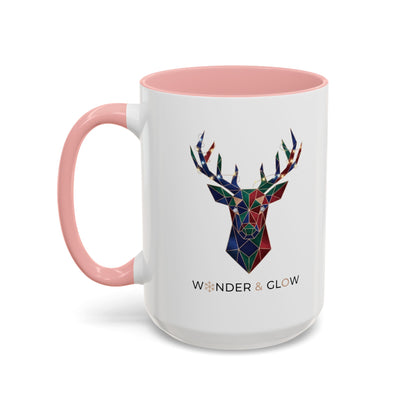 Geometric Stag Accent Coffee Mug — "Wonder & Glow" 11/15oz