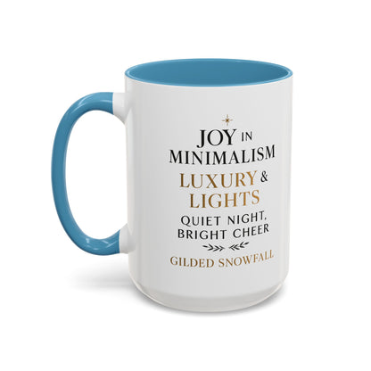 Joy in Minimalism Luxury & Lights Coffee Mug — Holiday Gilded Snowfall Design (11/15oz)