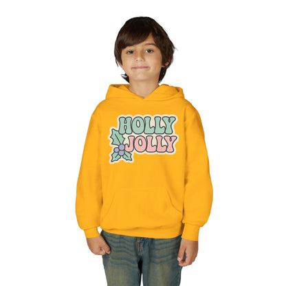 Girls Youth Hoodie — 'Holly Jolly' Pastel Christmas Holiday Sweatshirt