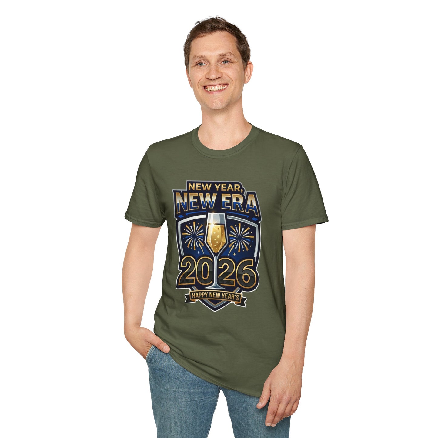 New Year 2026 T-Shirt – "New Year, New Era" Champagne & Fireworks Celebration Tee
